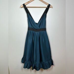 TED Baker London Teal and Black Silk‎ Cocktail Dress Size 2